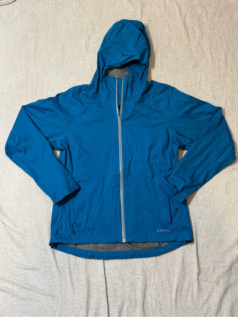Orvis Ultralight Blue Hooded Rain Jacket Fly Fishing Gorpcore Outdoor